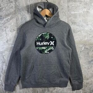 Hurley Youth Boys Gray Camo Camouflage Hoodie Hooded Sweatshirt Size 18/20  XL